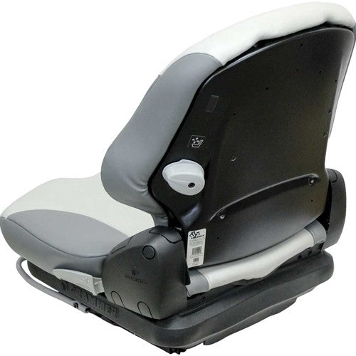 Caterpillar Excavator Replacement Seat & Mechanical Suspension - Fits Various Models - Two-Tone Gray Vinyl