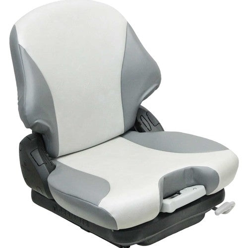 Exmark Lawn Mower Replacement Seat & Mechanical Suspension - Fits Various Models - Two-Tone Gray Vinyl