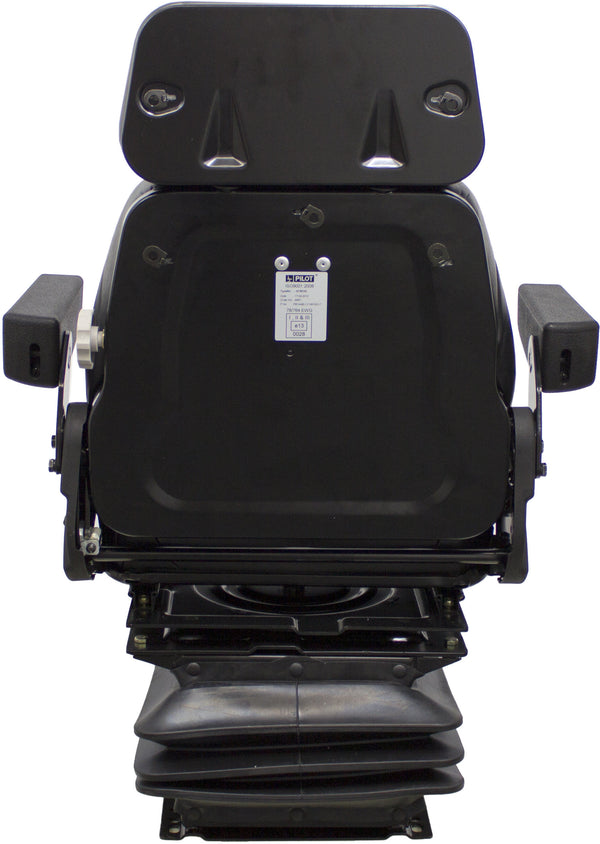 Kubota Tractor Replacement Seat & Mechanical Suspension - Fits Various Models - Black Vinyl