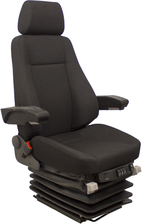 Caterpillar Excavator Replacement Seat & Air Suspension - Fits Various Models - Black Cloth