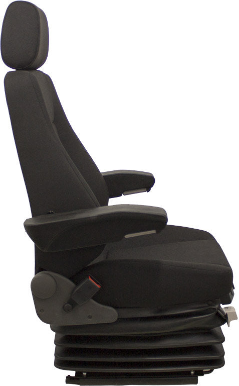 Caterpillar Excavator Replacement Seat & Air Suspension - Fits Various Models - Black Cloth