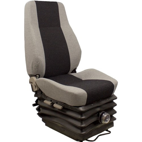 Kobelco Excavator Replacement Seat & Mechanical Suspension - Fits Various Models - Gray Cloth