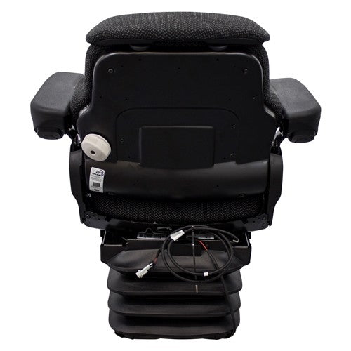 Allis Chalmers Tractor Replacement Seat & Air Suspension - Fits Various Models - Black/Gray Cloth