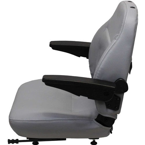 Genie Telehandler Replacement Seat Assembly w/Arms - Fits Various Models - Gray Vinyl