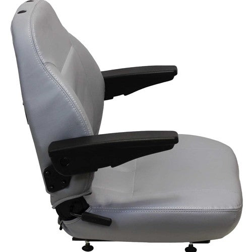 Genie Telehandler Replacement Seat Assembly w/Arms - Fits Various Models - Gray Vinyl