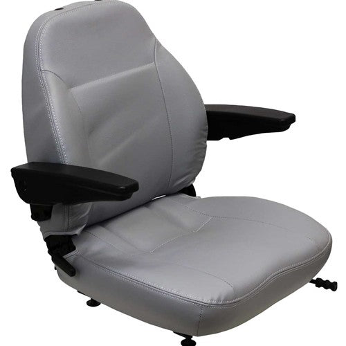 Genie Telehandler Replacement Seat Assembly w/Arms - Fits Various Models - Gray Vinyl