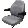 John Deere Compactor Replacement Seat Assembly w/Arms - Fits Various Models - Gray Vinyl