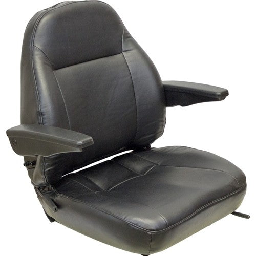 Genie Telehandler Replacement Seat Assembly w/Arms - Fits Various Models - Black Vinyl