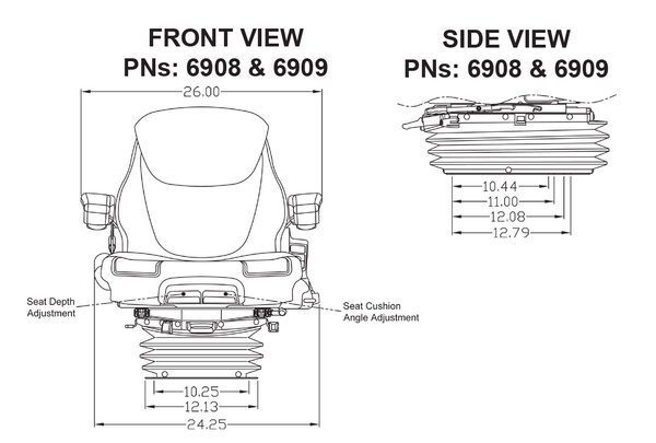 Case IH MX Maxxum/STX Steiger Tractor Replacement Seat & Air Suspension - Fits Various Models - Gray Cloth