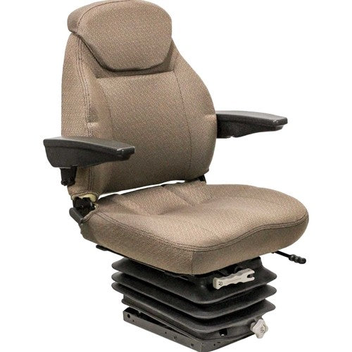 John Deere 30-55 Hydraulic Series Tractor Replacement Seat & Mechanical Suspension - Fits Various Models - Brown Cloth