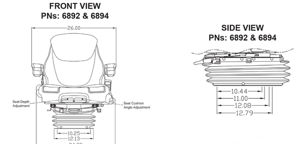 John Deere 7020-7030 w/IVT 8000-8010-8020-8030-9000-9020-9030 Tractor Replacement Seat & Air Suspension - Fits Various Models - Brown Cloth