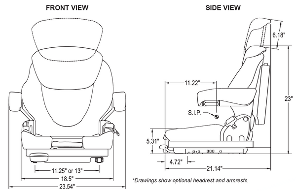 Kubota ZD-ZP Series Tractor Replacement Seat & Mechanical Suspension Kit - Fits Various Models - Black Vinyl