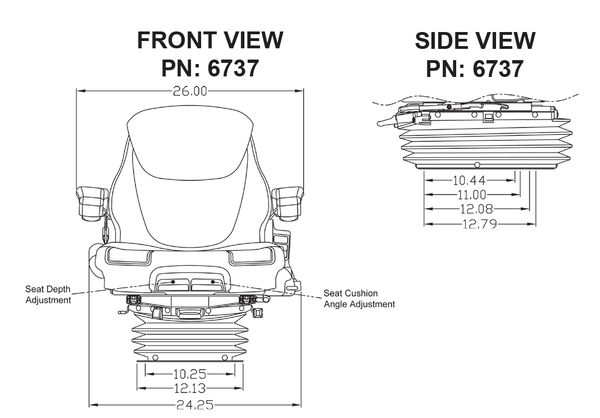 Massey Ferguson Tractor w/Original Bostrom Forward Angled Suspension Replacement Seat & Air Suspension - Fits Various Models - Black/Gray Cloth
