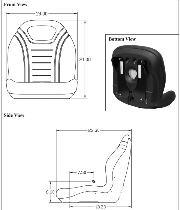 Ford/New Holland Boomer, T, TC, TZ Workmaster Series Tractor Replacement Bucket Seat Kit - Fits Various Models - Black Vinyl