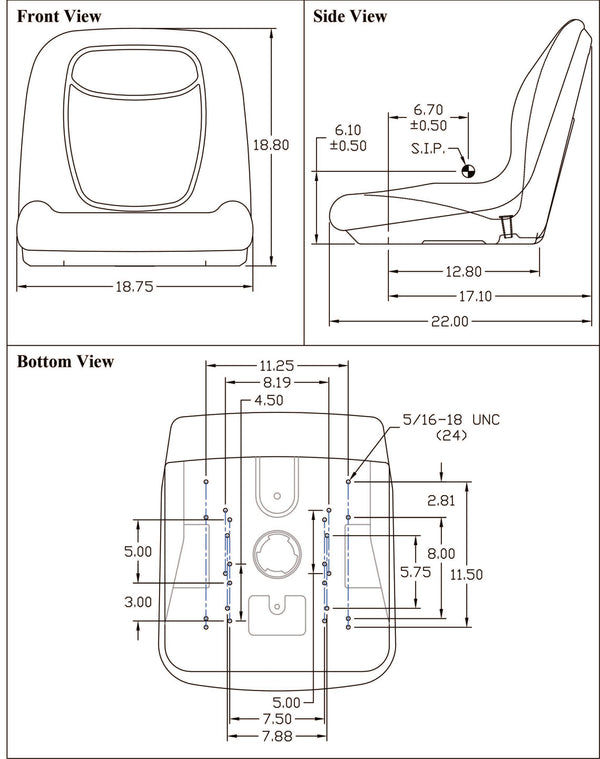 John Deere 850 Compact Series Tractor Replacement Bucket Seat Kit - Fits Various Models - Yellow Vinyl