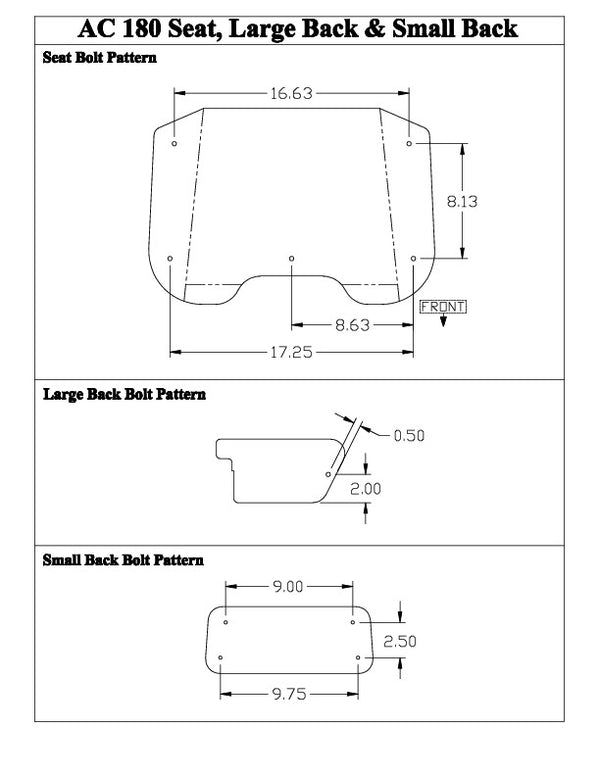 Allis Chalmers Small Replacement Backrest Cushion - Black & White Vinyl