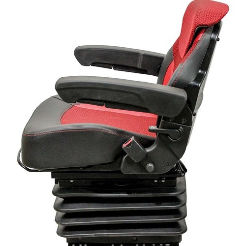 Multiple Application Seat & Air Suspension - Red/Black Matrix Cloth w/Vinyl Edges