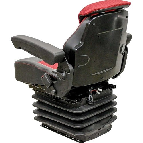 Multiple Application Seat & Air Suspension - Red/Black Matrix Cloth w/Vinyl Edges