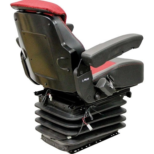 Multiple Application Seat & Air Suspension - Red/Black Matrix Cloth w/Vinyl Edges
