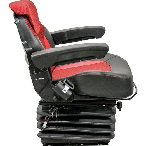 Multiple Application Seat & Air Suspension - Red/Black Matrix Cloth w/Vinyl Edges