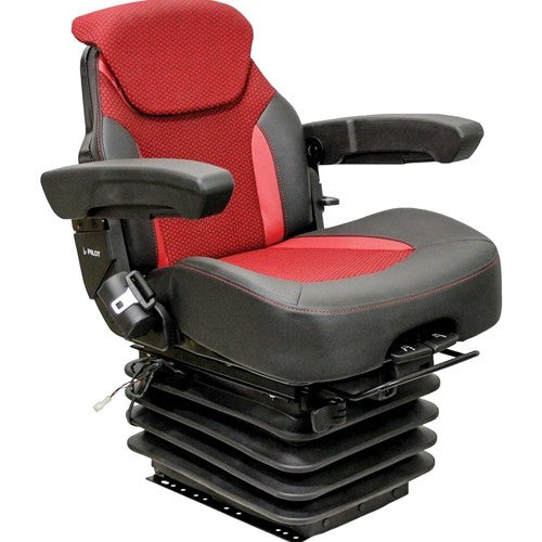 Multiple Application Seat & Air Suspension - Red/Black Matrix Cloth w/Vinyl Edges