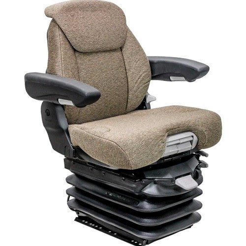 Case Grader Replacement Seat & Air Suspension - Fits Various Models - Brown Cloth