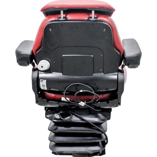 White Tractor Replacement Seat & Air Suspension - Fits Various Models - Red Leatherette