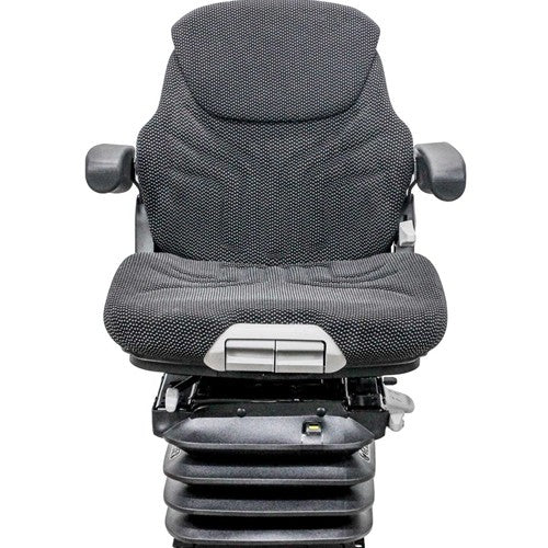 Case Agri-King Tractor Replacement Seat & Air Suspension - Fits Various Models - Black/Gray Cloth