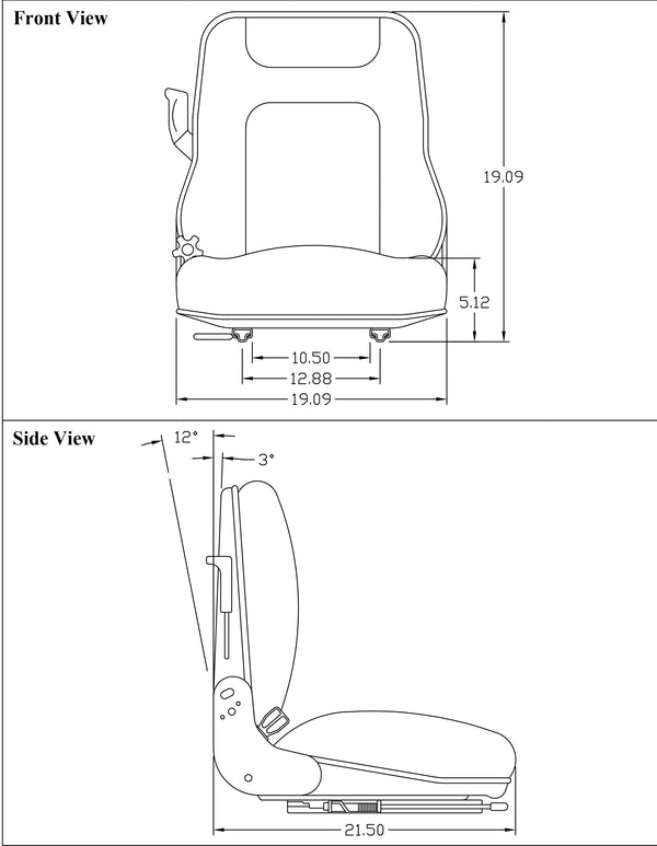 Multiple Application Seat & Semi-Suspension - Black Vinyl