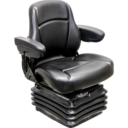 John Deere Motor Grader Replacement Seat & Air Suspension - Fits Various Models - Black Vinyl