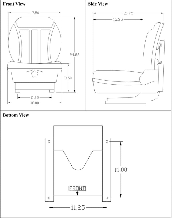 Multiple Application Seat & Mechanical Suspension - Black Vinyl