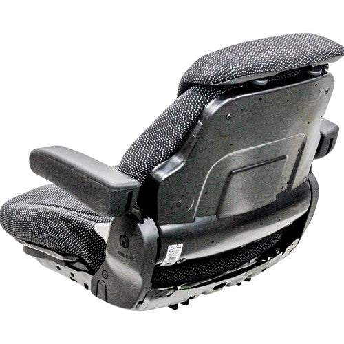 John Deere Wheel Loader Replacement Seat Assembly - Fits Various Models - Black/Gray Cloth