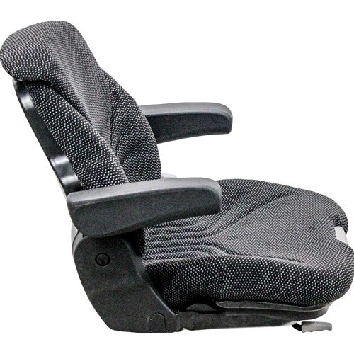 New Holland Wheel Loader Replacement Seat Assembly - Fits Various Models - Black/Gray Cloth