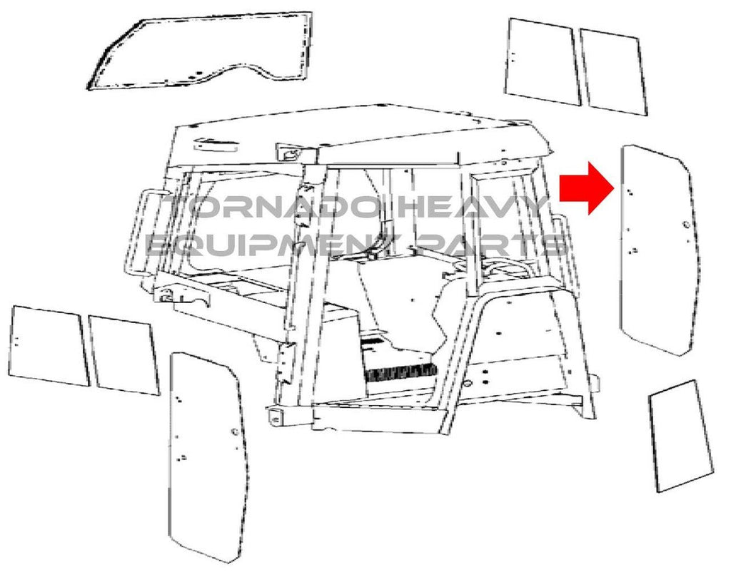 John Deere T205205 Crawler Tractor-Loader-Dozer LH Door Window