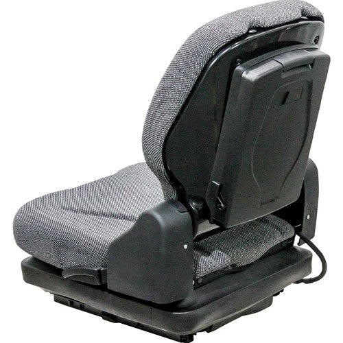 Bobcat Skid Steer Replacement Seat & Mechanical Suspension - Fits Various Models - Black/Gray Cloth