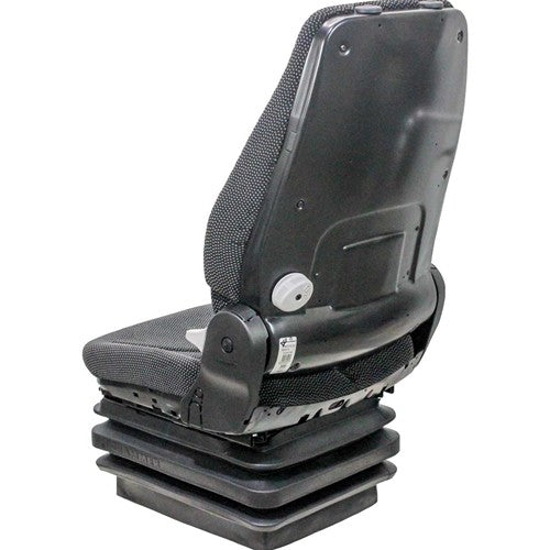 Volvo Excavator Replacement Seat & Mechanical Suspension - Fits Various Models - Black/Gray Cloth