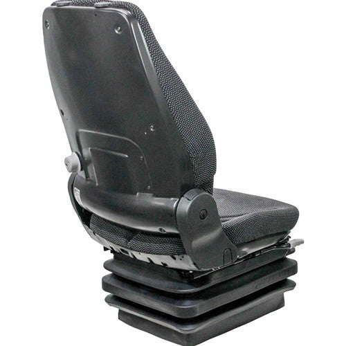 Takeuchi Excavator Replacement Seat & Mechanical Suspension - Fits Various Models - Black/Gray Cloth