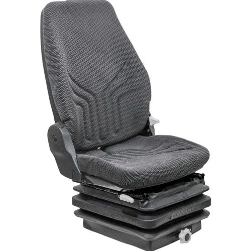 Takeuchi Skid Steer Replacement Seat & Mechanical Suspension - Fits Various Models - Black/Gray Cloth
