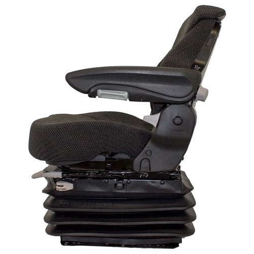 Case Tractor Replacement Seat & Air Suspension - Fits Various Models - Black/Gray Cloth