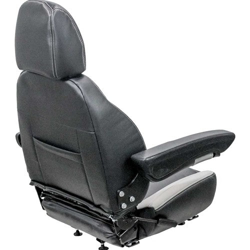 Case Wheel Loader Replacement Seat Assembly - Fits Various Models - Black/Gray Vinyl