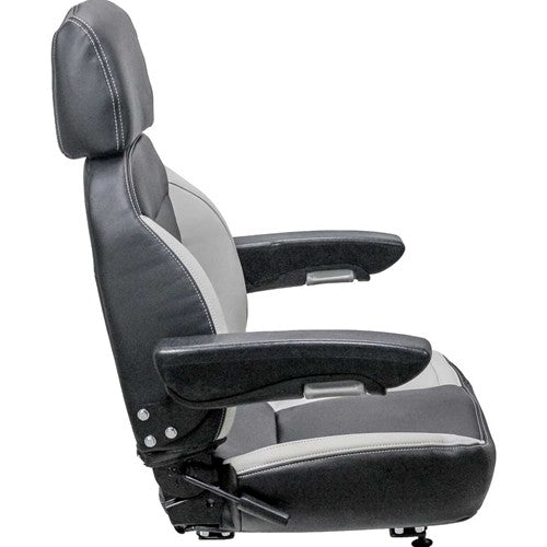 John Deere Lawn Mower Replacement Seat Assembly - Fits Various Models - Black/Gray Vinyl