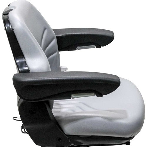 John Deere Wheel Loader Replacement Seat Assembly - Fits Various Models - Gray Vinyl