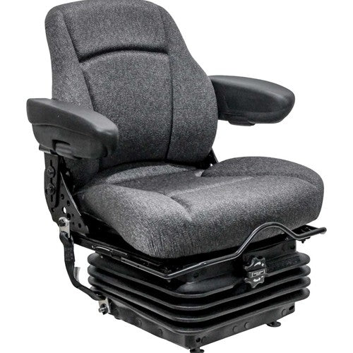 Caterpillar Crawler Tractor-Loader-Dozer Replacement Seat & Mechanical Suspension Kit - Fits Various Models - Charcoal Gray Cloth