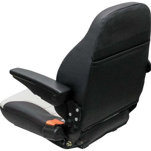 John Deere Tractor Replacement Seat Assembly - Fits Various Models - Black/Silver/Orange Vinyl