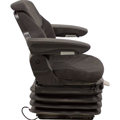 John Deere Log Loader Replacement Seat & Air Suspension - Fits Various Models - Black/Gray Cloth