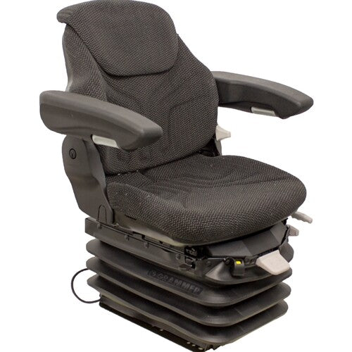 John Deere Log Loader Replacement Seat & Air Suspension - Fits Various Models - Black/Gray Cloth