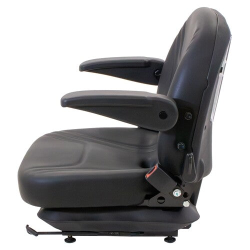 Kubota Lawn Mower Low Profile Replacement Mechanical Suspension Seat w/Armrests & OPS - Fits Various Models - Black Vinyl