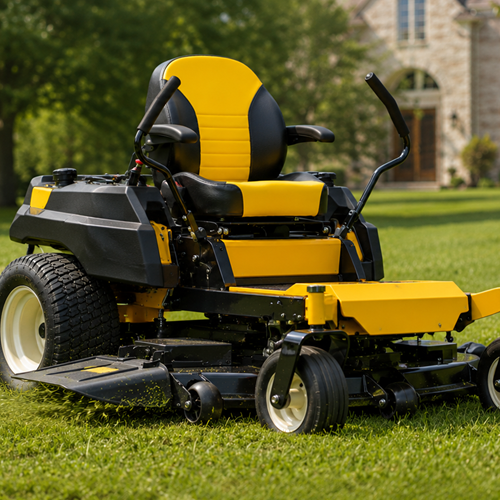Hustler Lawn Mower Replacement Seat Top w/Armrests & Slide Rails - Fits Various Models - Yellow/Black Vinyl