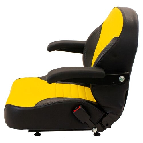 Toro Lawn Mower Replacement Seat Top w/Armrests & Slide Rails - Fits Various Models - Yellow/Black Vinyl