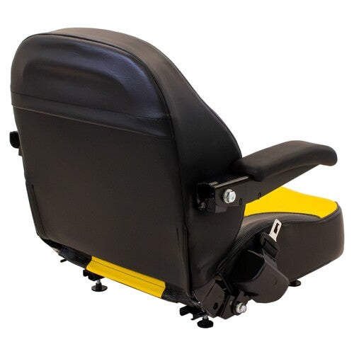 Toro Lawn Mower Replacement Seat Top w/Armrests & Slide Rails - Fits Various Models - Yellow/Black Vinyl